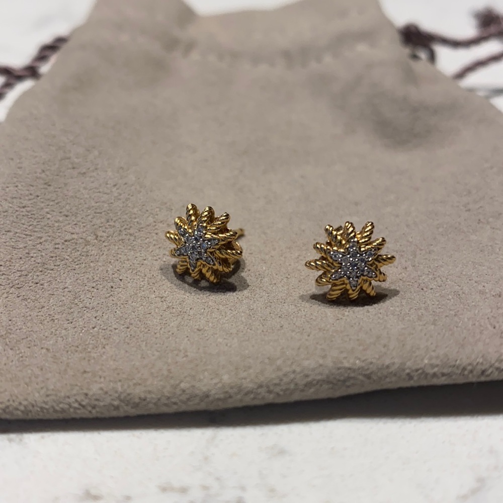 David Yurman Starburst Earrings with Diamonds in 18k rose Gold, 10mm